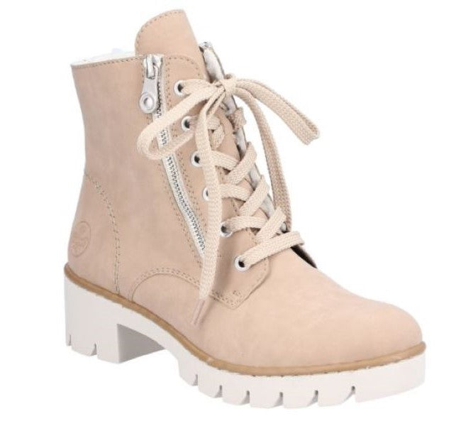 Rieker Beige Womens Side Zip Short Boots