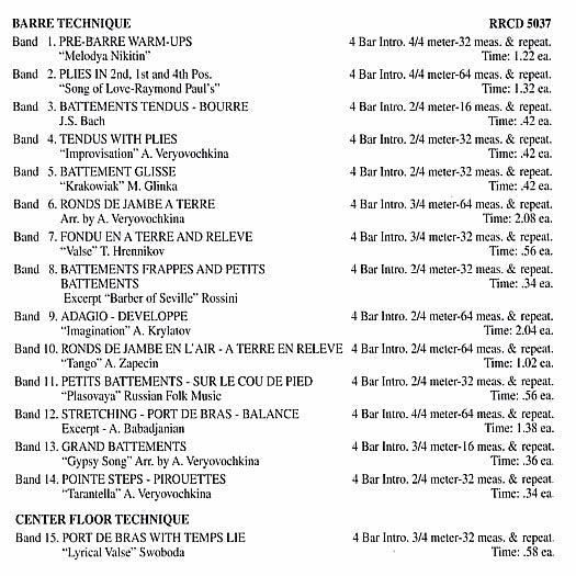 RR5037 Ballet Music For Class