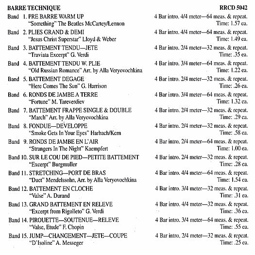 RR5042 Ballet Music For Class