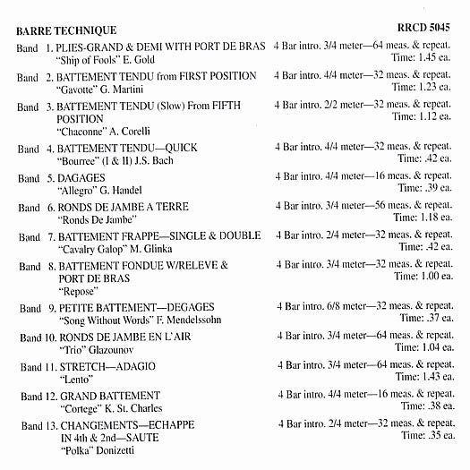 RR5045 Ballet Music For Class