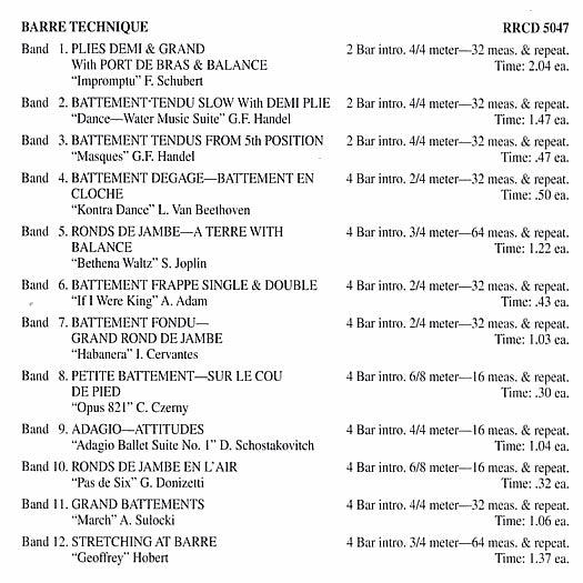 RR5047 Ballet Music For Class