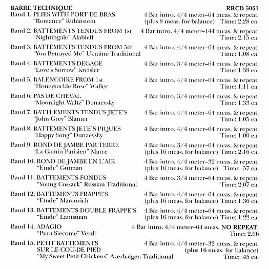 RR5061 Ballet Music For Class