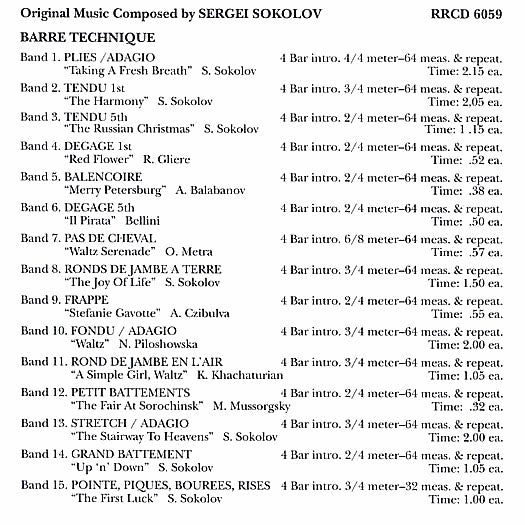 RR6059 Ballet Music For Class