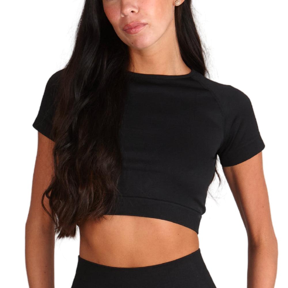SLKY Logo Activewear Crop Top SAWCT-BLK