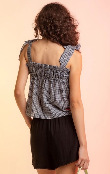 Very J Plaid Gathered Babydoll Top VT15128