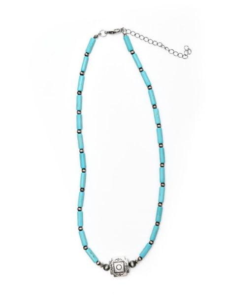West & Co Turquoise Bead Tube Necklace N1405