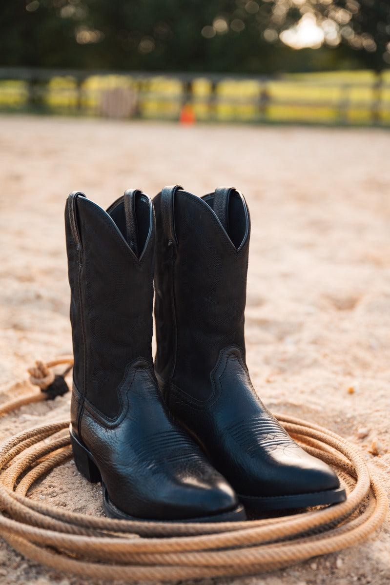 Lebo's 1923 Men's Black Leather Round Toe Western Boots L1100