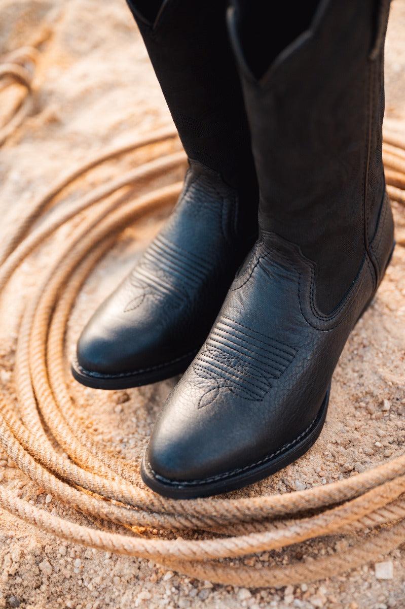 Lebo's 1923 Men's Black Leather Round Toe Western Boots L1100