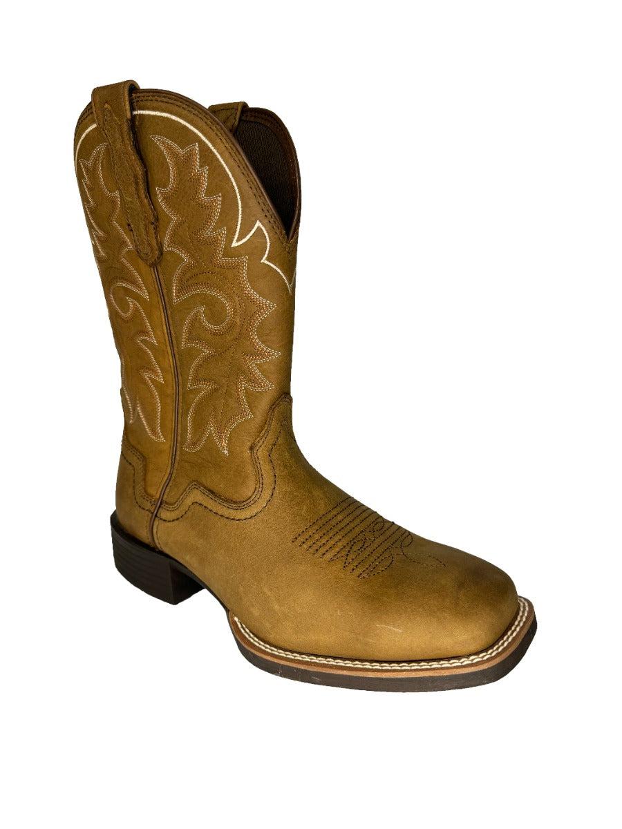 Lebo's 1923 Men's Distressed Tan Wide Square Toe Western Boots L1002