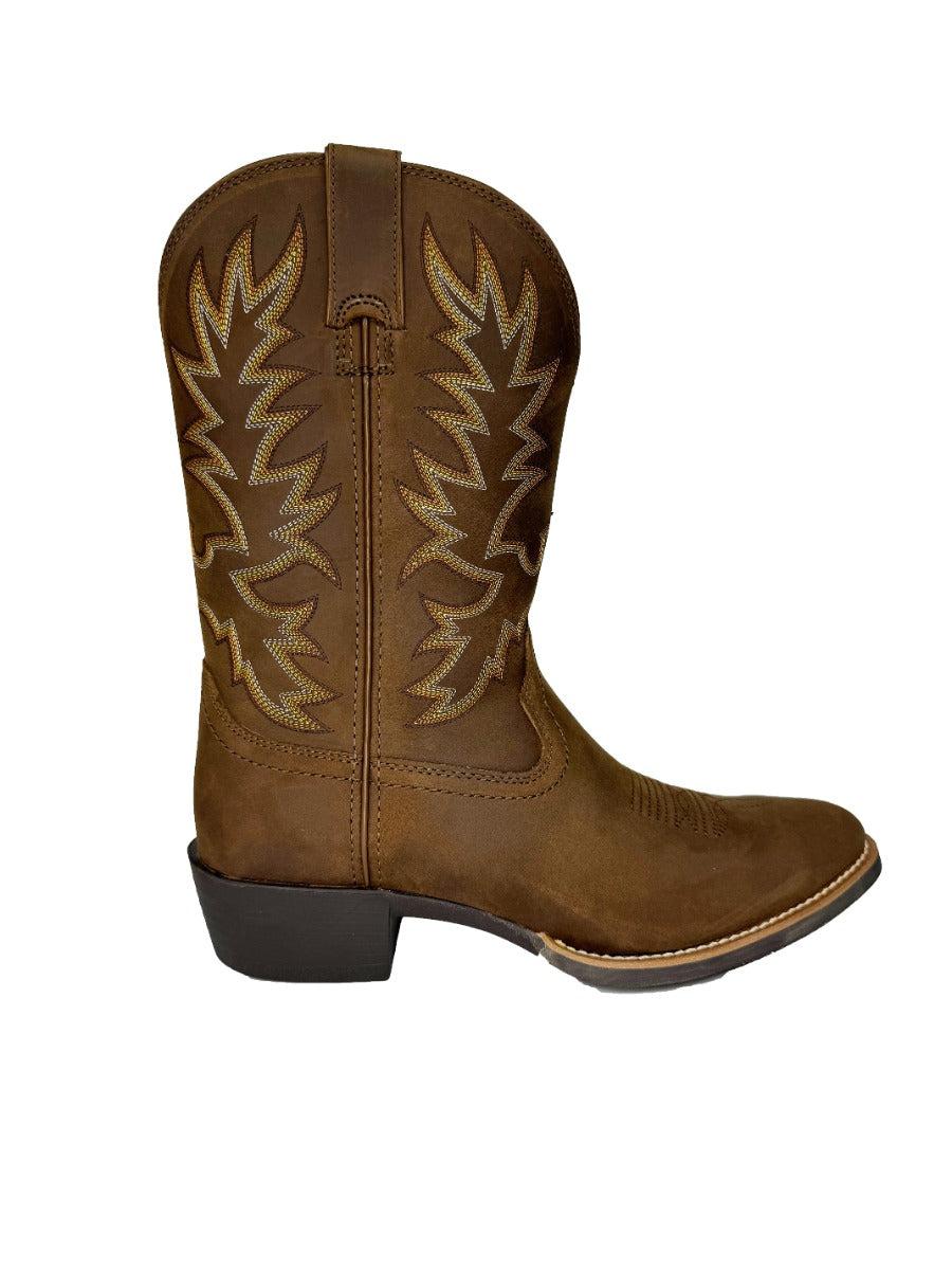 Lebo's 1923 Men's Oiled Brown Leather Round Toe Western Boots L1102