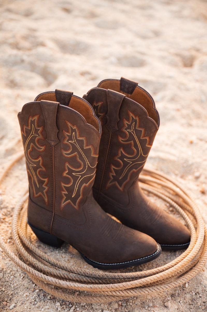 Lebo's 1923 Men's Oiled Brown Leather Round Toe Western Boots L1102