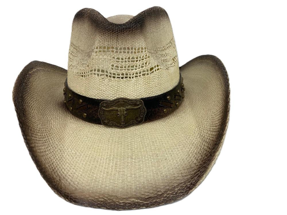 Lebo's 2 Tone Leather Band Men's Straw Fashion Western Hat ZA245
