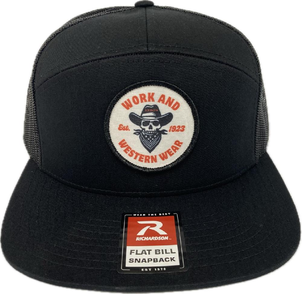 Lebo's Black Round Work and Western Wear Patch Hat with Flat Bill and Snapback 168-B-WW