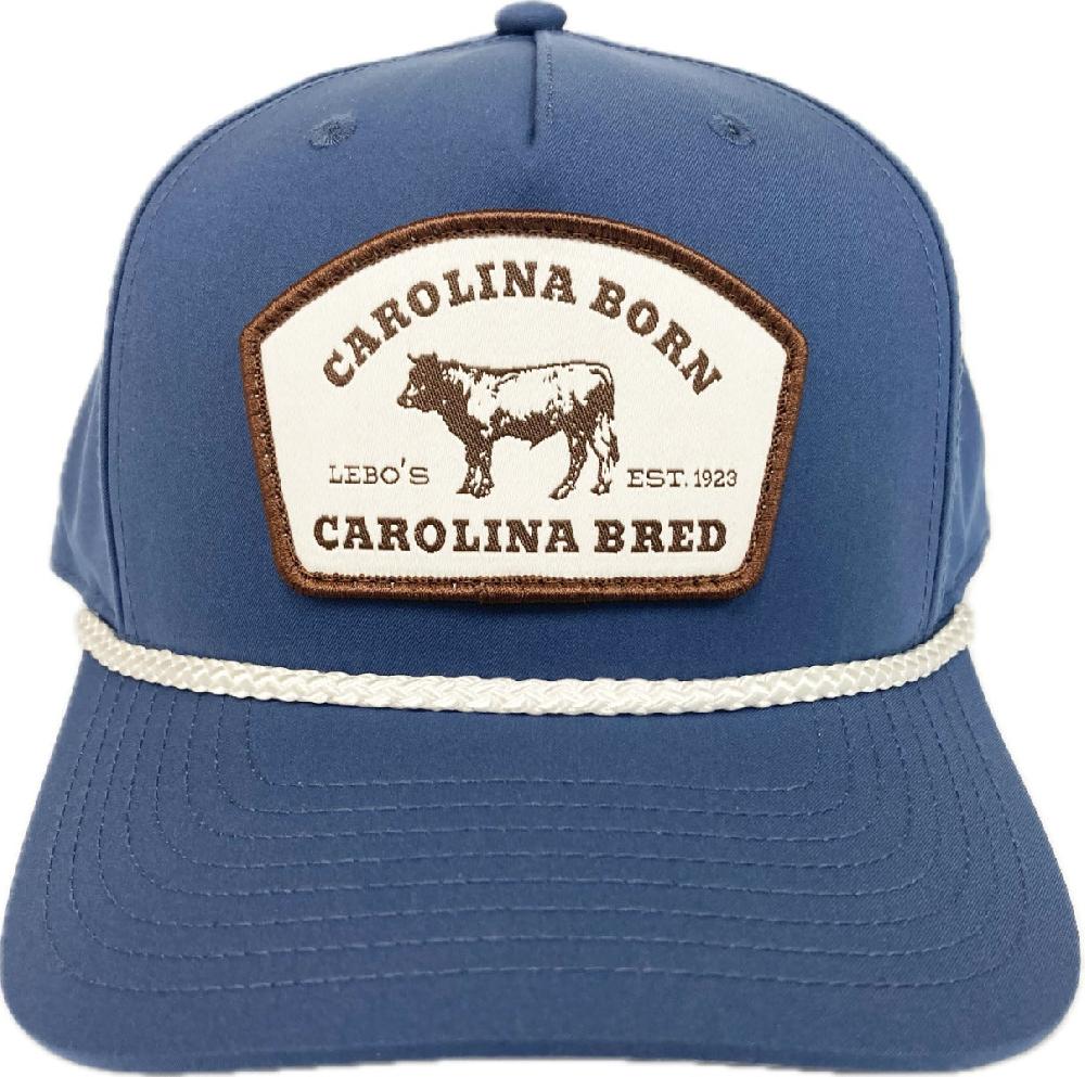 Lebo's Carolina Born & Bred Light Blue/White 5 Panel Classic Rope Cap 258-LTBLW-BRED