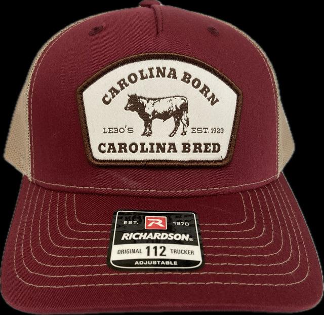 Lebo's Richardson 112FP Cardinal/Tan Carolina Born Carolina Bred Snapback Patch Cap 112FP-CT-BRED
