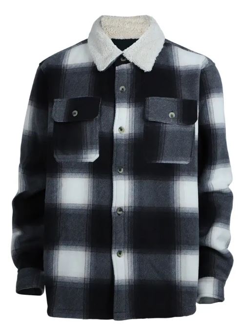 Lee Hanton Black/Beige Plaid Men's Sherpa Jacket Larger Sizes MFJ506X-BB