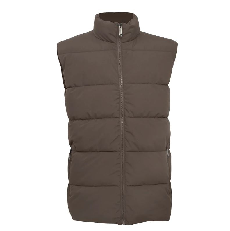 Lee Hanton International Dark Brown Solid Full Zip Men's Puffer Vest MV808-DKBRN
