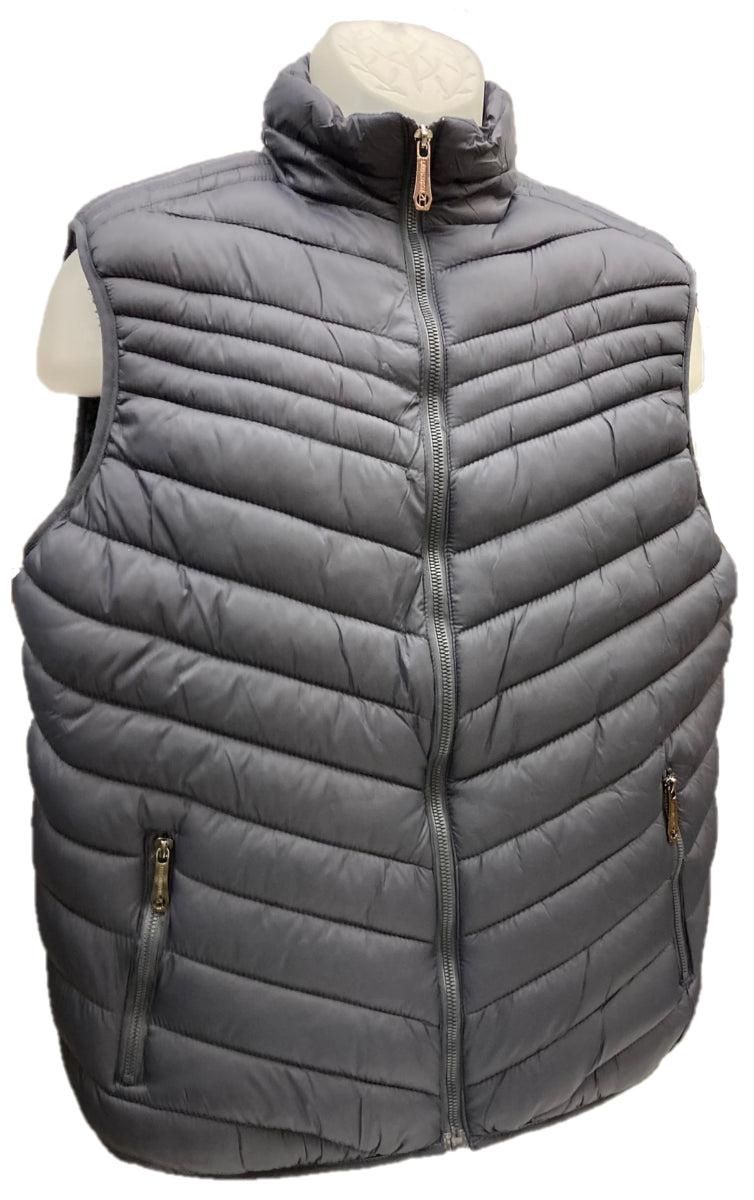 Lee Hanton Steel Grey Men's Fleece Puffer Vest With Pockets MV806-SG