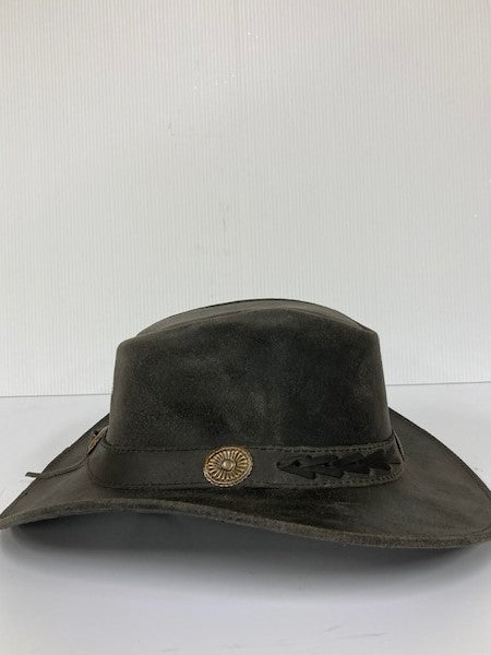 London Milan By Lebo's Black Leather Crazy Western Hat LM-B92