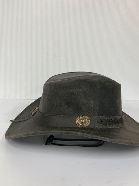 London Milan By Lebo's Black Leather Crazy Western Hat LM-B92