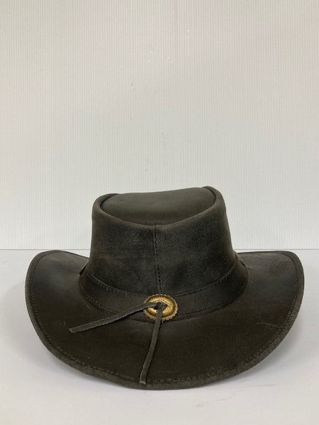London Milan By Lebo's Black Leather Crazy Western Hat LM-B92