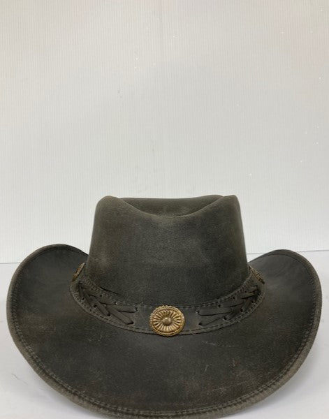 London Milan by Lebo's Black Leather Crazy Western Hat LM-B92