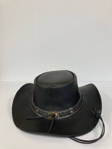 London Milan By Lebo's Black Leather Western Hat LM-B98