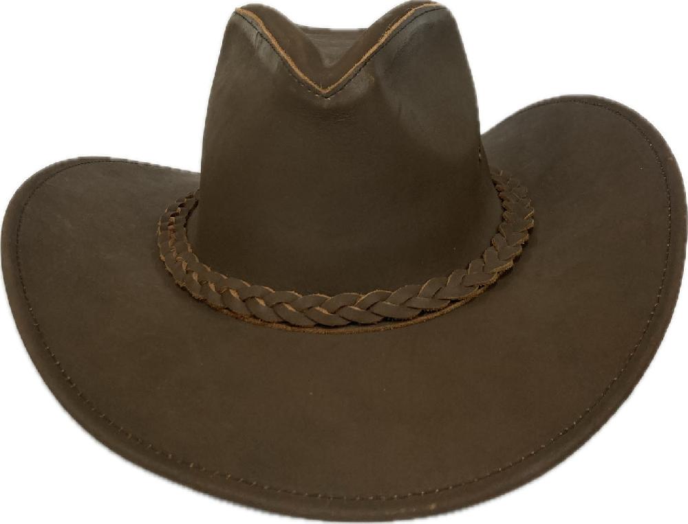 London Milan by Lebo's Brown Men's Leather Hat with Braided Hatband LM-BRBRAID