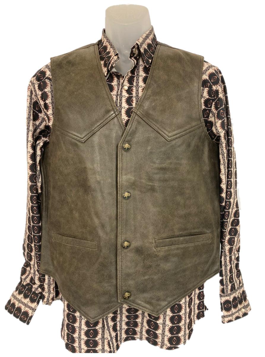 London Milan by Lebo's Distressed Brown Mens Leather Vest DB2045