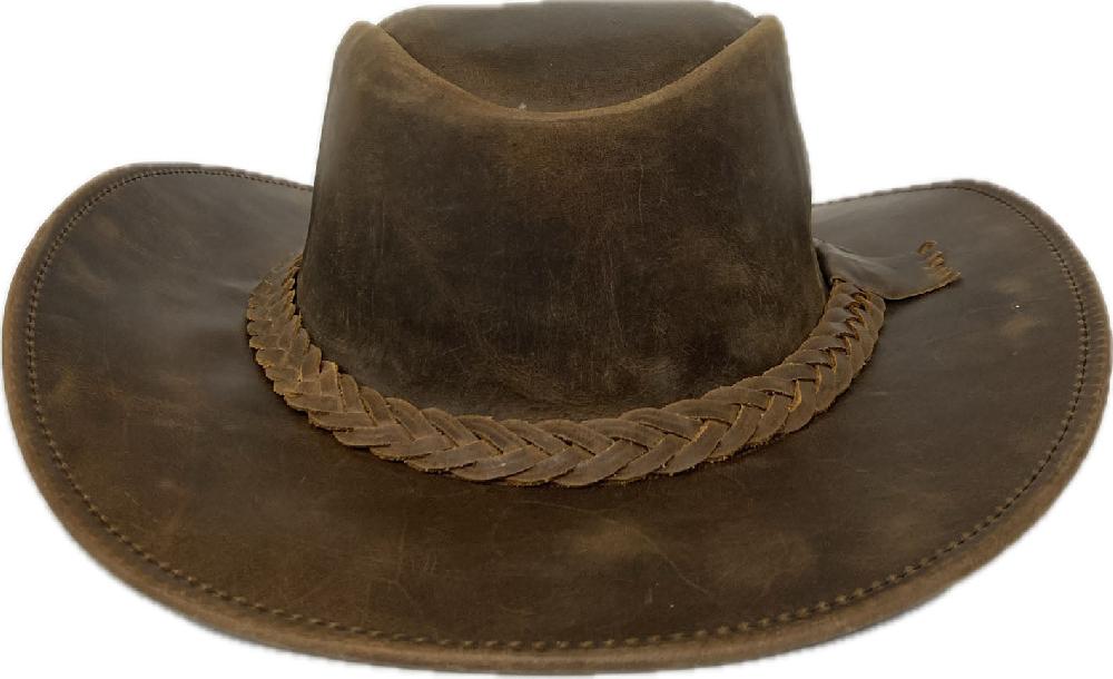 London Milan by Lebo's Distressed Tan Leather Crazy Western Hat LM-BR92