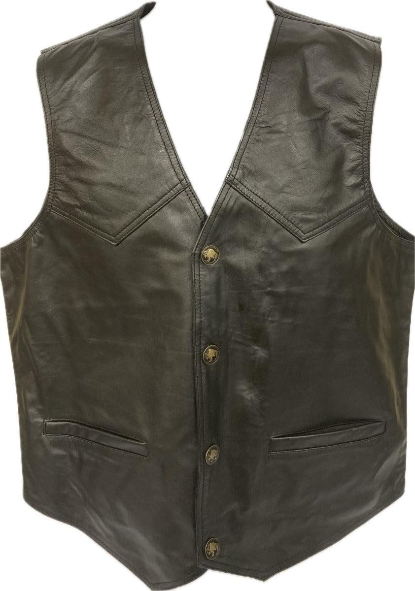London Milan by Lebos Black Men's Leather Vest BL2044