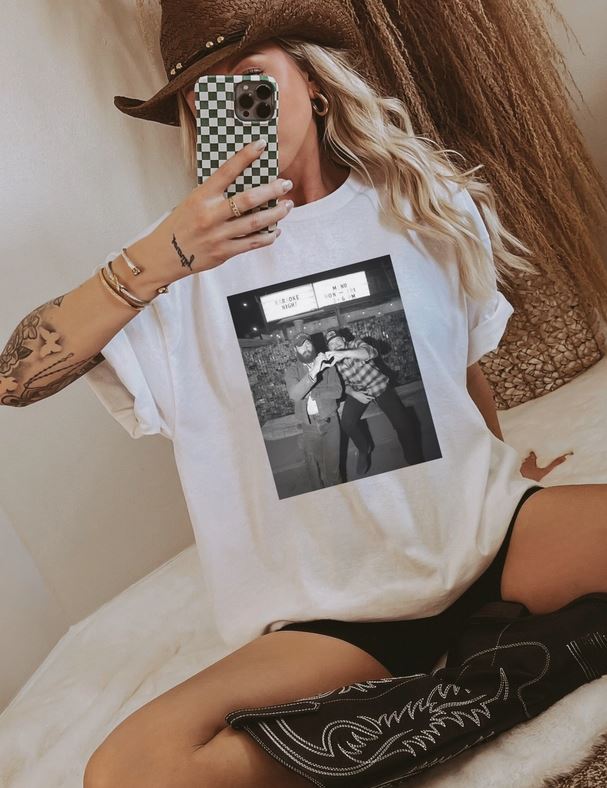 Lone Rose Boutique Ash Grey Morgan Wallen and Post Malone Crewneck Tee WALLENMALONE