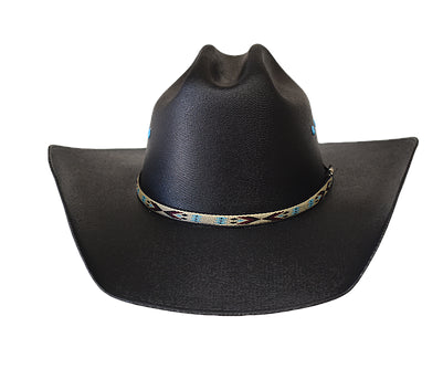 Lone Star Black Skyler Canvas Kids Western Hat with Tribal Aztec Band 70001