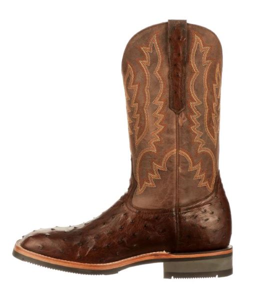 Lucchese Antique Chocolate Rowdy Ostrich 12 Inch W Toe Men's Western Boots M4557.WF-2012