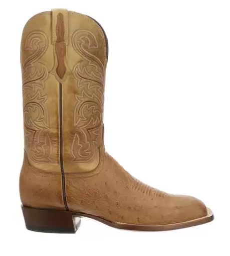 Lucchese Barnwood/Antique Saddle Lance Smooth Ostrich Mens Boots CL1028.W8
