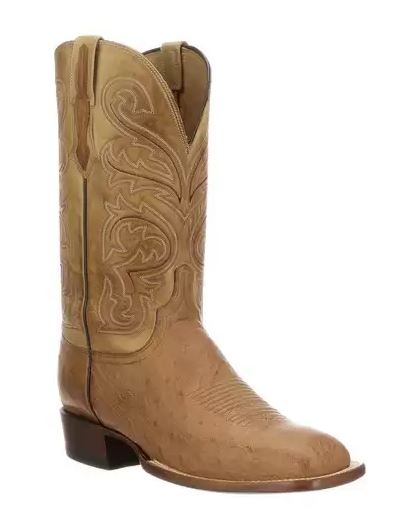 Lucchese Barnwood/Antique Saddle Lance Smooth Ostrich Mens Boots CL1028.W8