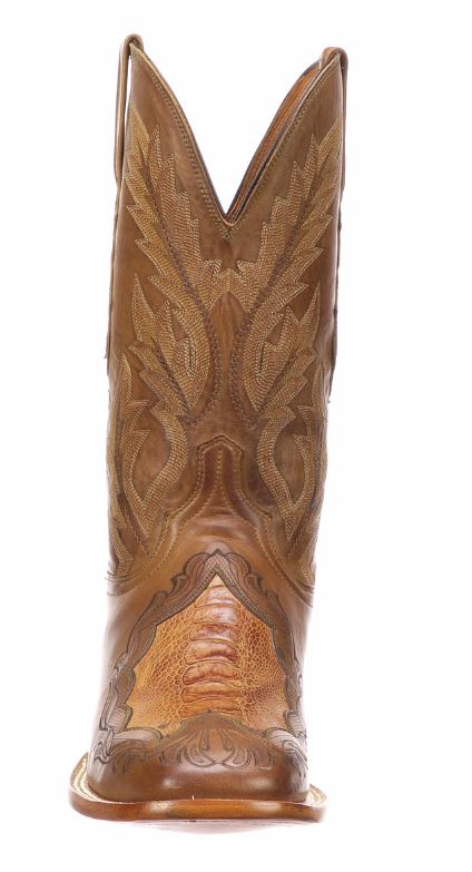 Lucchese Bartley Ostrich Leg Cognac Mens Western Boots CL1048.WF