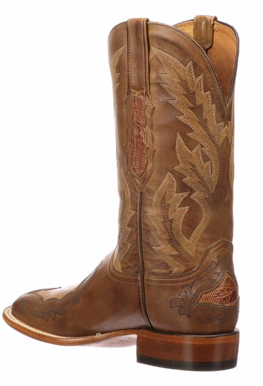 Lucchese Bartley Ostrich Leg Cognac Mens Western Boots CL1048.WF
