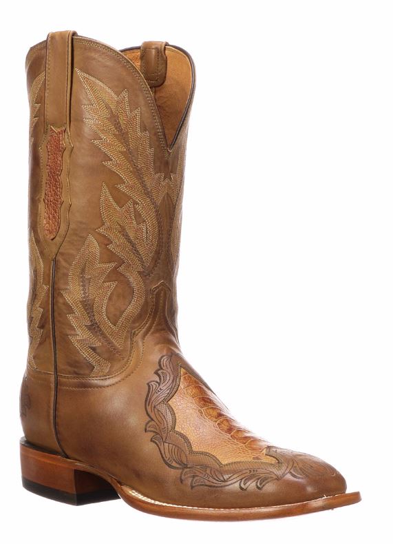 Lucchese Bartley Ostrich Leg Cognac Mens Western Boots CL1048.WF