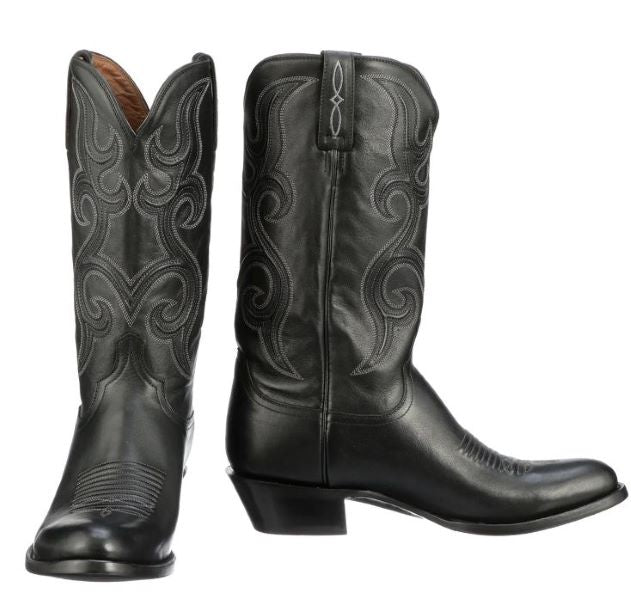 Lucchese Black Baker 12 inch Cowhide R Toe Men's Boots M3430.R3-1001