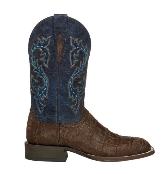 Lucchese Brandy/Navy Malcolm Giant Gator W Toe 12 Inch Men's Boots M4344.WF-2506
