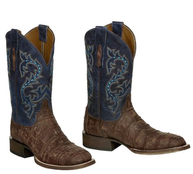 Lucchese Brandy/Navy Malcolm Giant Gator W toe 12 inch Men's Boots M4344.WF-2506