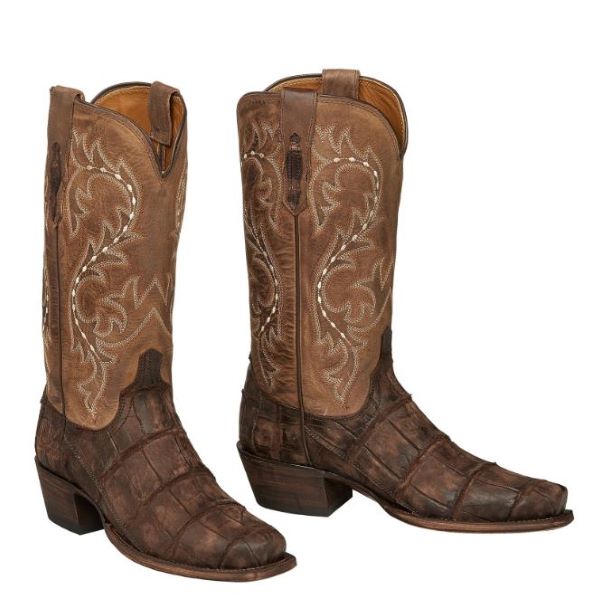 Lucchese Chocolate Burke Men's Alligator Leather 12 inch 7 Toe Boots M3195.74-2012