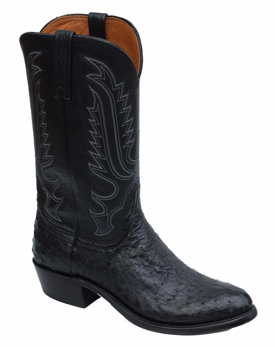 Lucchese Lebo's Ostrich Black Mens Exotic Western Boots N9795.R4