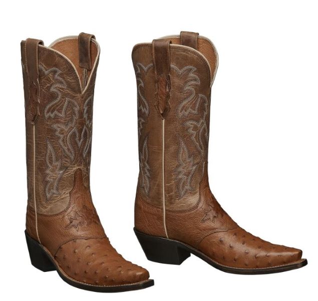 Lucchese Tan/Camel Augusta 12 inch Women's Ostrich S5 Toe Boots M5603.S54