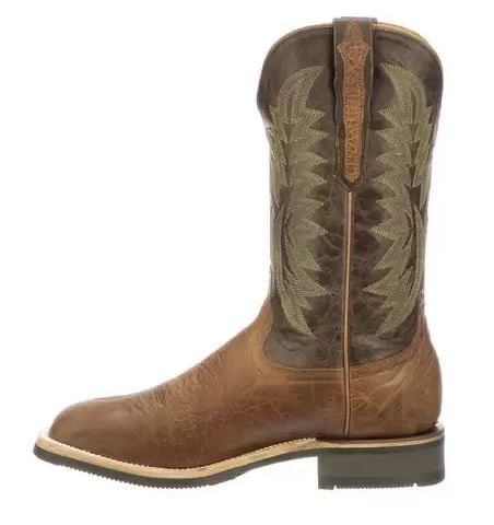 Lucchese Tan/Chocolate Rudy Mens Horseman Barn Work Boots M4091.WF