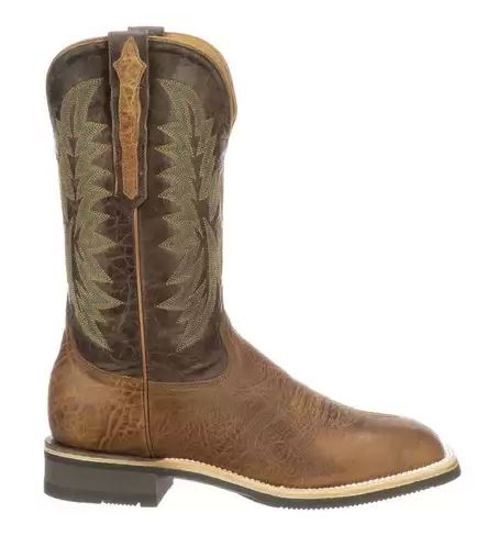 Lucchese Tan/Chocolate Rudy Mens Horseman Barn Work Boots M4091.WF