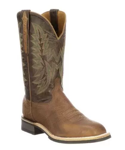 Lucchese Tan/Chocolate Rudy Mens Horseman Barn Work Boots M4091.WF