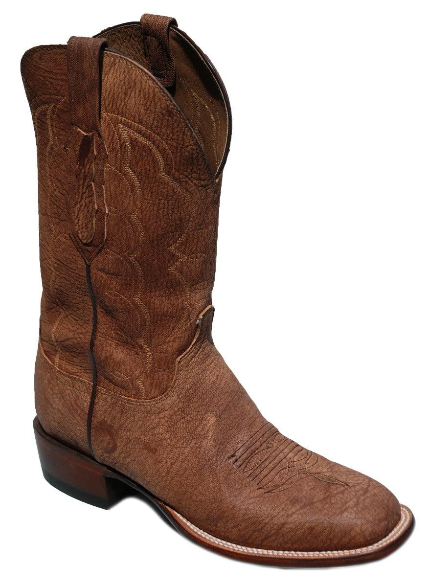 Lucchese Tan Marsh Goat Square Toe Mens Western Boots CL7904.W8