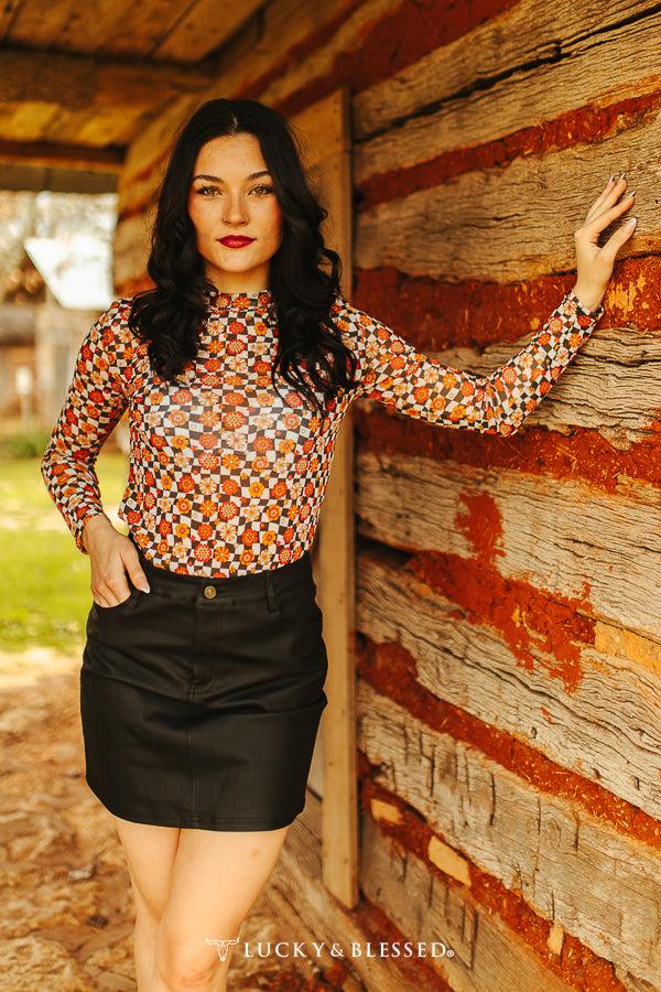 Lucky & Blessed Black Faux Leather Skirt SK070